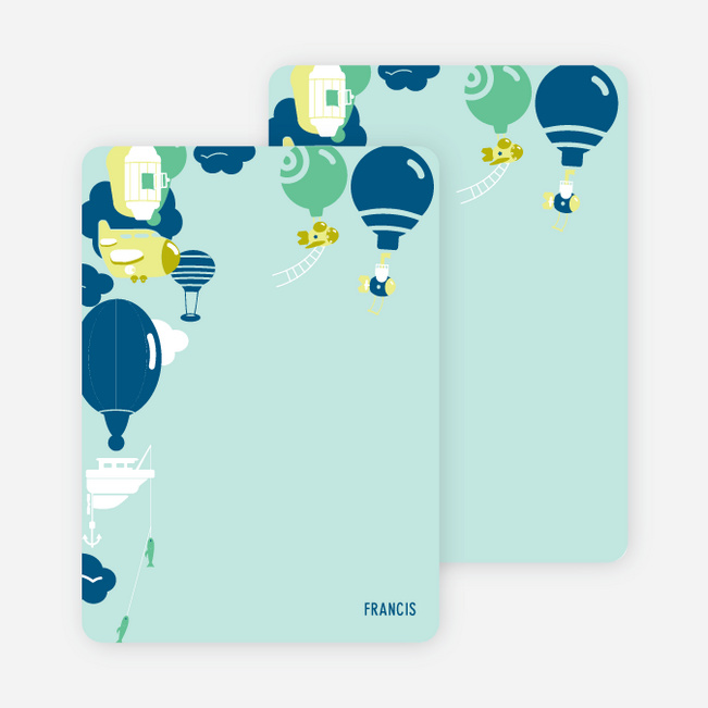 Note Cards: ‘Up up and away!’ cards. - Pistachio