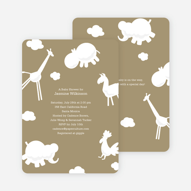 It’s Raining Animals Baby Shower Invitations - Mushroom