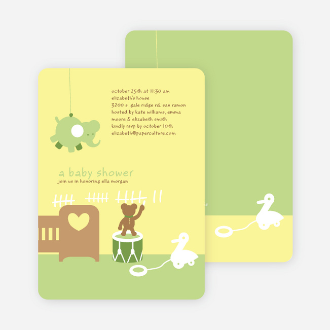 Stuffed Animals Take Over the Nursery Baby Shower Invitations - Keyline