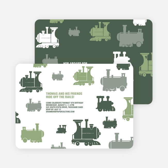 Thomas Loves the Train: Birthday Party Invitation - Green