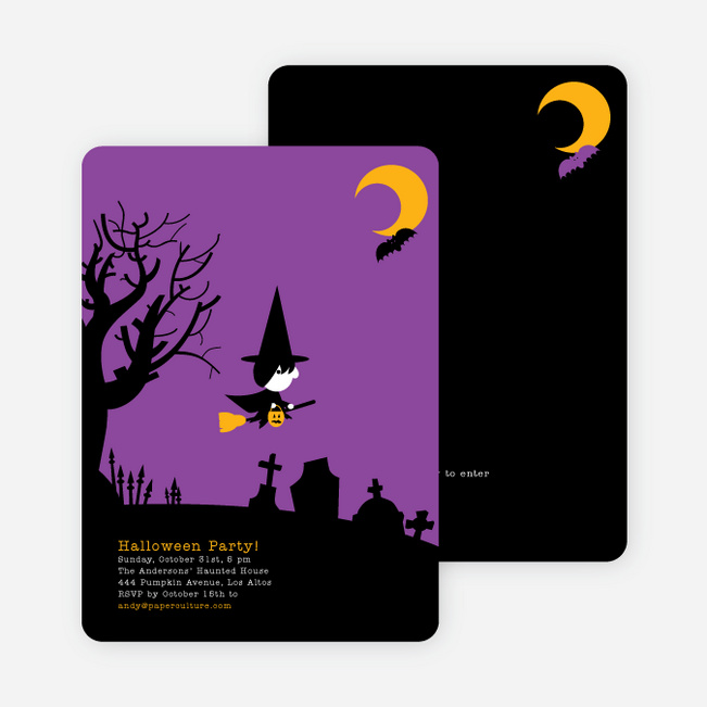 Wicked Witch Halloween Party Invitations - Purple