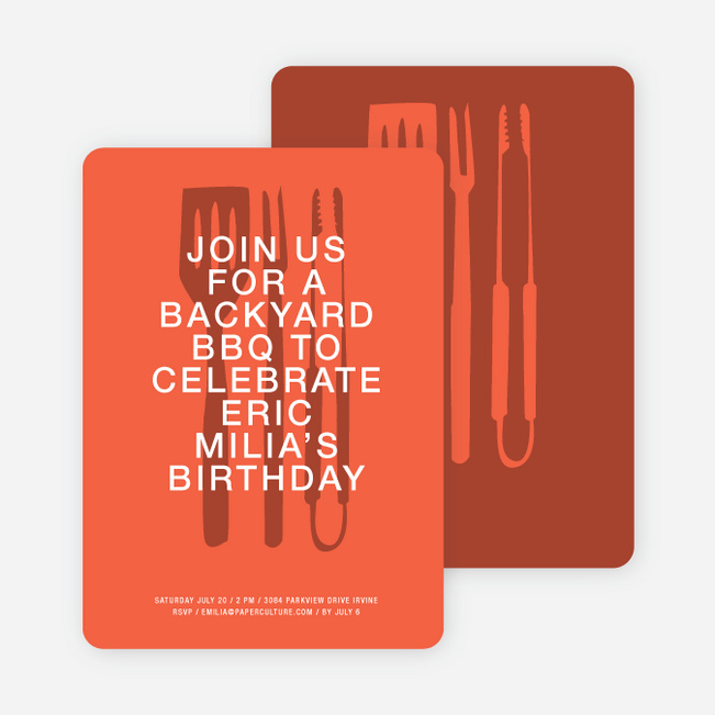 Backyard BBQ Invitations - Medium Red