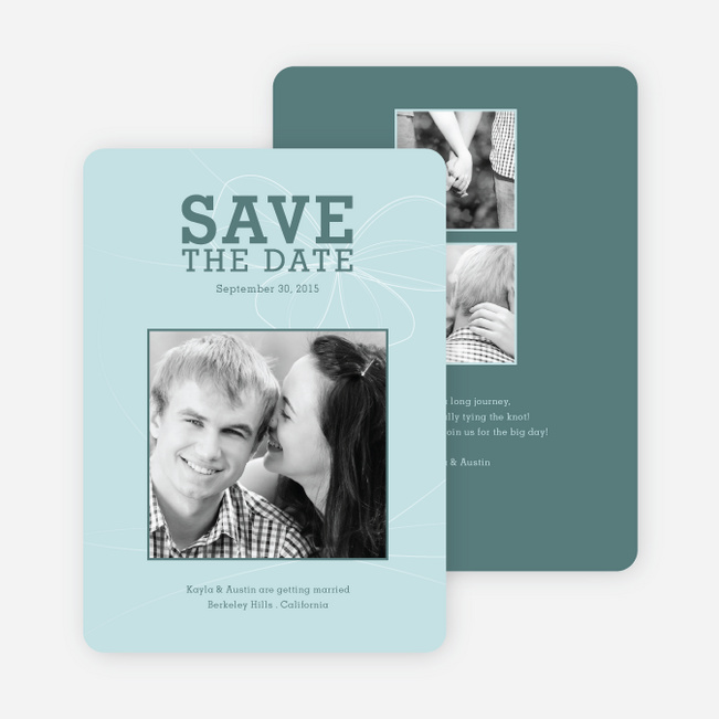 Bow Inspired Save the Date Cards - Mint Blue