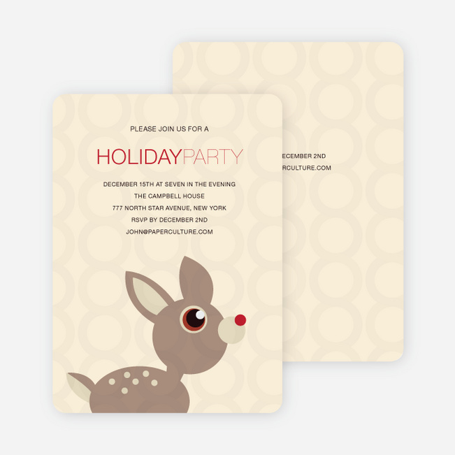 Deer Themed Holiday Party Invitations - Cream