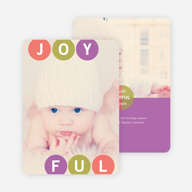 Holiday Photo Cards: Joyful Ornaments - Purple