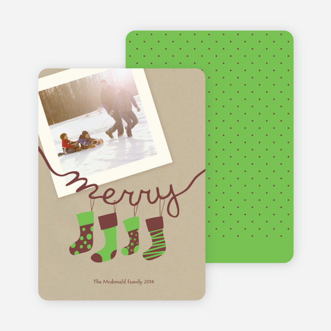 Merry Stockings Holiday Photo Cards - Basil