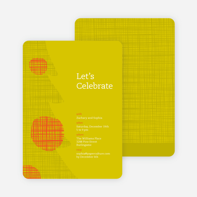 Modern Christmas Tree Themed Party Invitations - Mustard Yellow