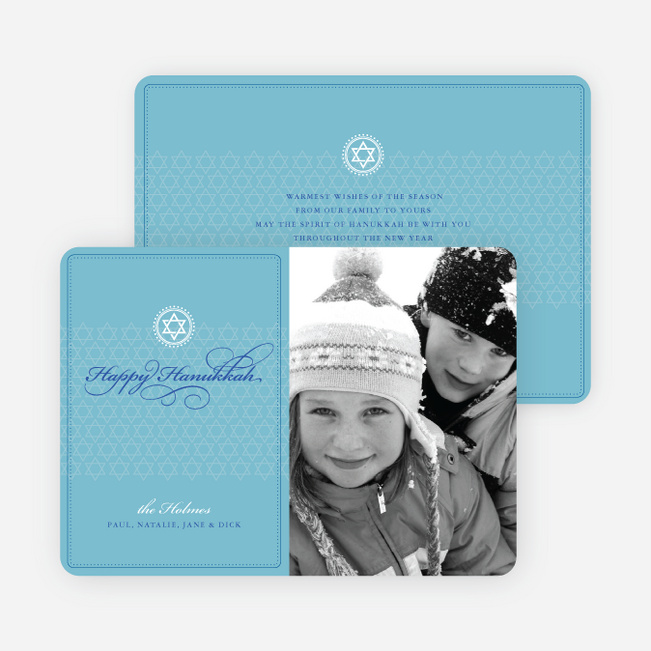 Modern Classic Hanukkah Cards with Photo - Cornflower Blue