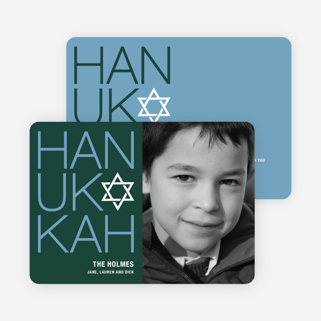 Modern HANUKKAH Photo Cards - Cadet Blue