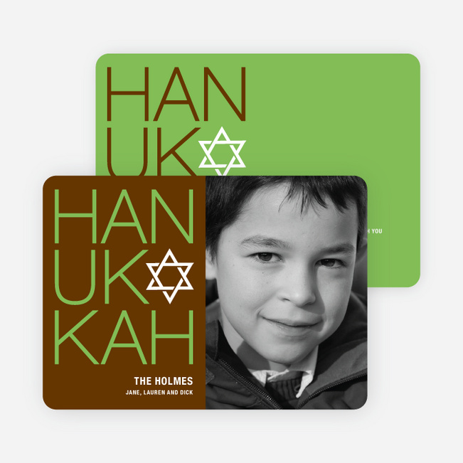 Modern HANUKKAH Photo Cards - Apple Green