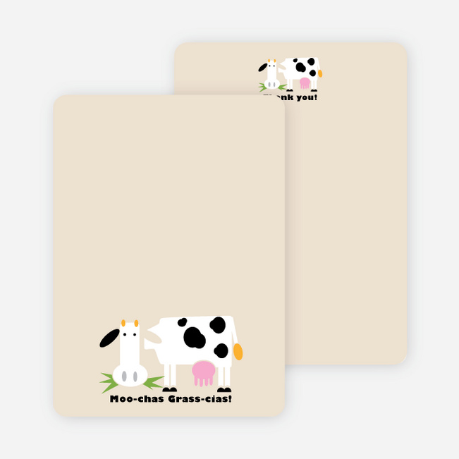 Moo-chas Grass-cias Cow Stationery - Ecru