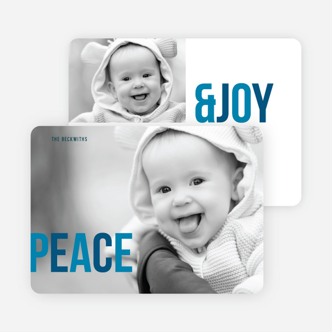 Peace & Joy Holiday Photo Cards - Blue