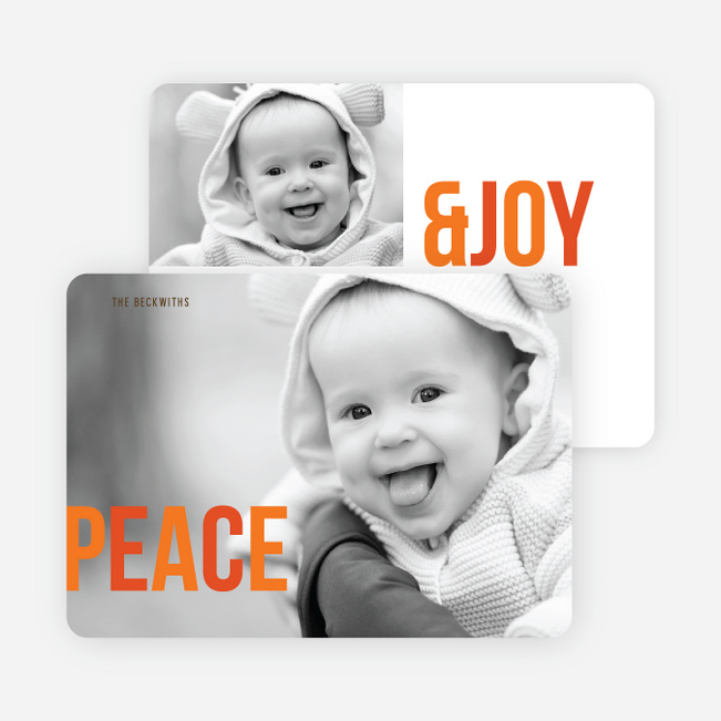 Peace & Joy Holiday Photo Cards - Orange