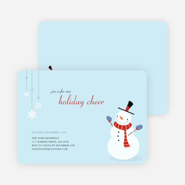 Snowman Cheer Holiday Invitation - Mystic Blue