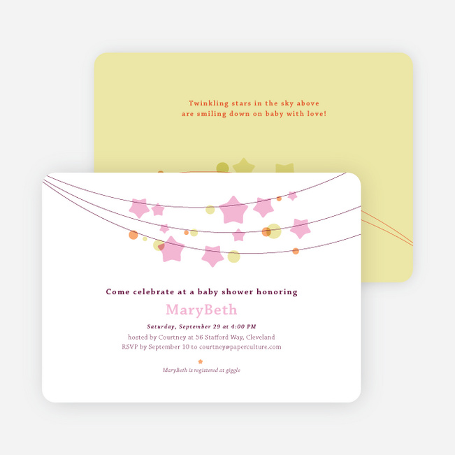 Star Crossed Baby Shower Invitations - Pink