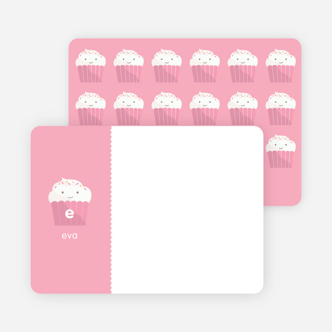 Stationery: ‘Cupcake Birthday Invitation’ cards. - Bubble Gum Pink