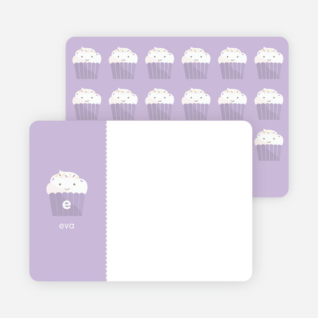 Stationery: ‘Cupcake Birthday Invitation’ cards. - Lavender