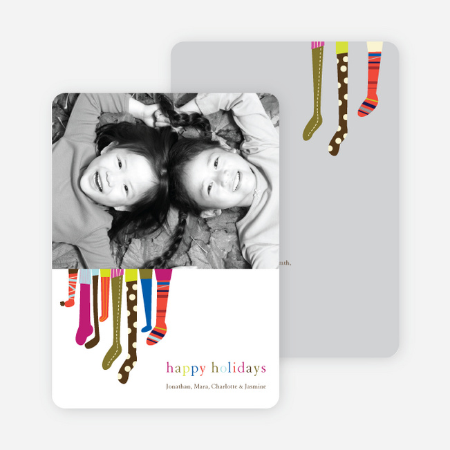 Stockings Stockings, Everywhere Holiday Cards - Silver Grey