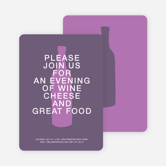 Wine and Cheese Party Invitations - Purple Shade