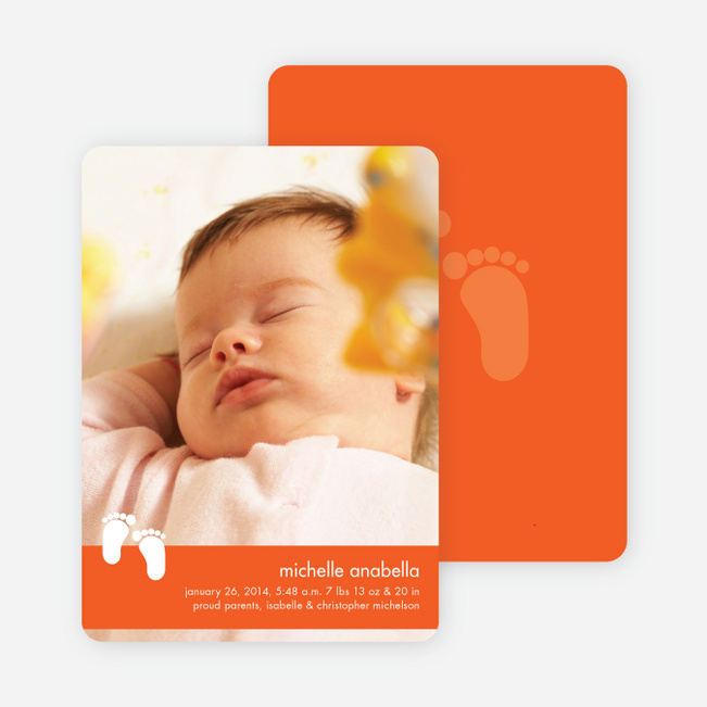 Baby Feet Birth Announcements - Tangerine