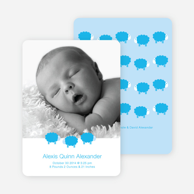 Bah Bah Blue Sheep Baby Announcements - Cornflower