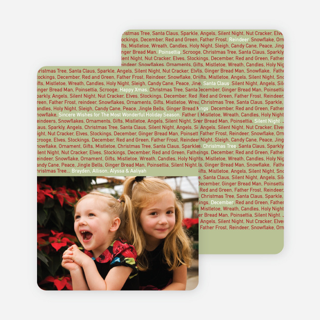 Christmas Words Photo Card - Sage Green