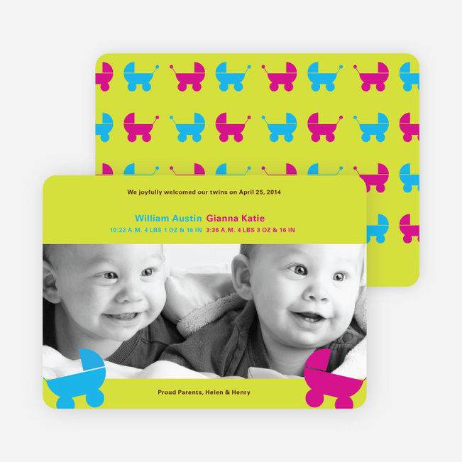 Double Trouble Strollers Baby Announcements - Absinthe