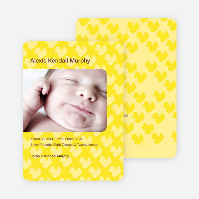 Duck Wallpaper Photo Birth Announcements - Yellow