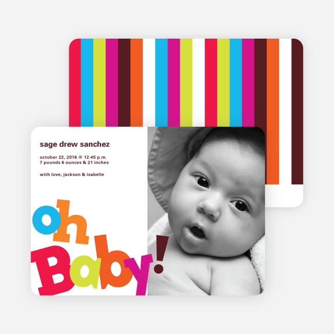 Oh Baby! Topsy Turvy Birth Announcements - Tomato Red