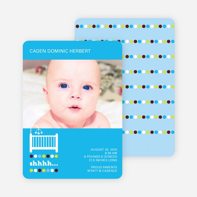 Shhh! Baby’s Sleepin Birth Announcements - Royal Blue