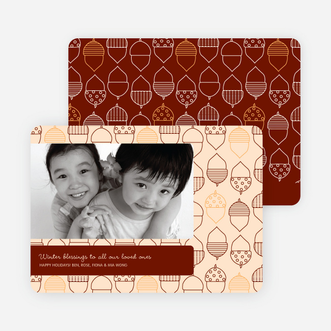 Acorn Blessings Holiday Photo Cards - Orange Sherbet