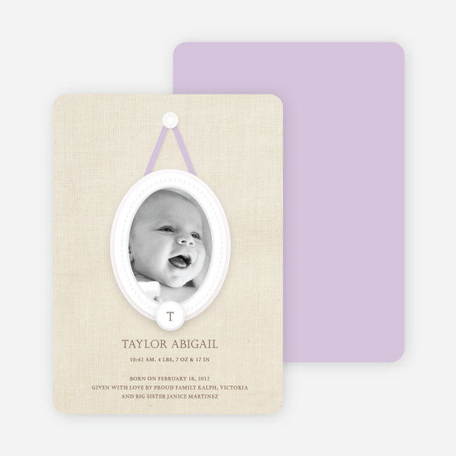 Antique Monogram Birth Announcements - Lilac