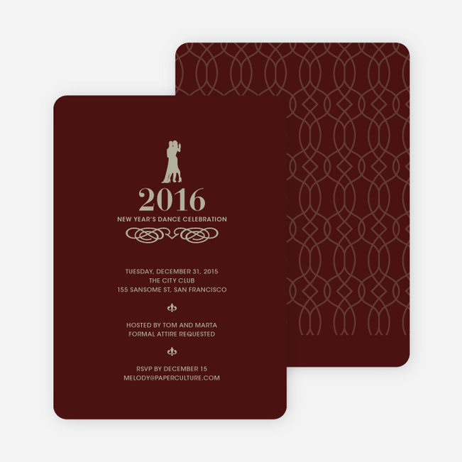 Dance Dance Not So Revolution New Year’s Invitations - Cabernet Red