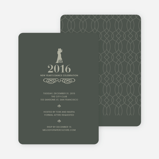 Dance Dance Not So Revolution New Year’s Invitations - Charcoal Grey
