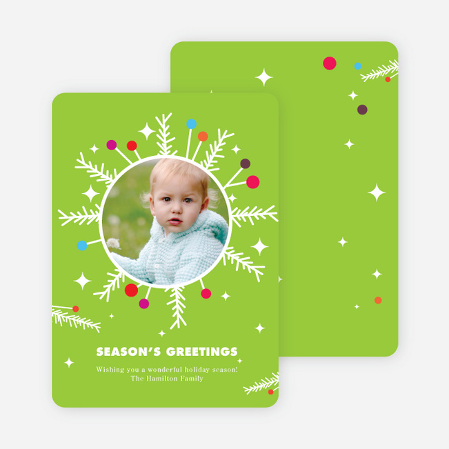 Eccentric Wreath Holiday Photo Card - Celery