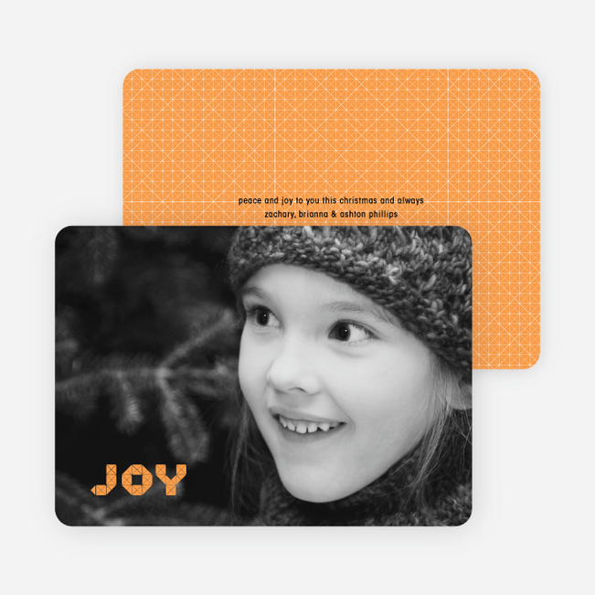 Joy Modern Holiday Photo Card - Pumpkin Orange