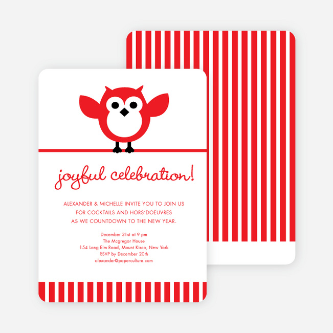 Owl Holiday Party Invitations by giggle - Red