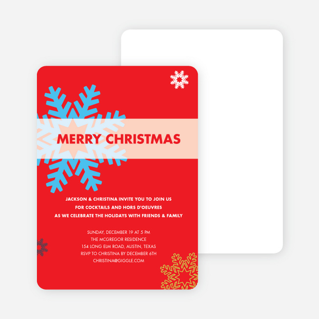 Snowflake Holiday Party Invitations - Bright Red