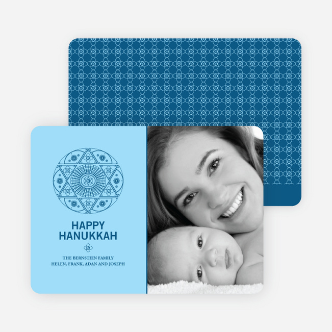 Star of David Hanukkah Photo Cards - Cadet Blue