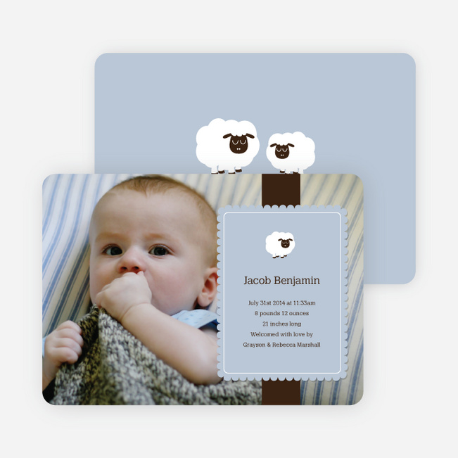 Your Little Lamb Photo Birth Announcements - Dusty Blue