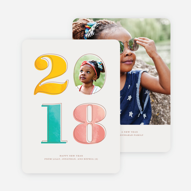 Cheery Numbers New Year Cards - Pink
