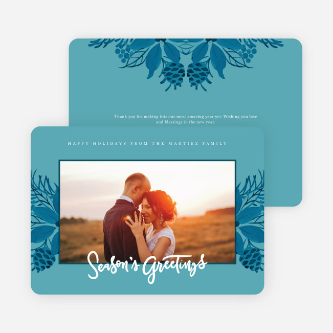 Festive Floral Holiday Cards - Blue