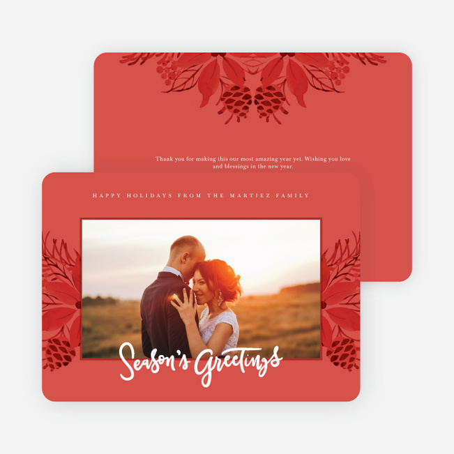 Festive Floral Holiday Cards - Red
