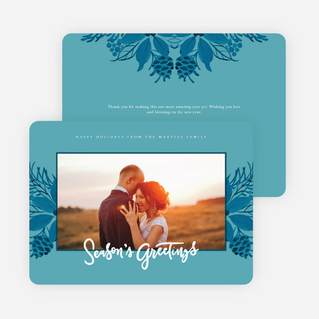 Festive Floral Holiday Cards - Blue