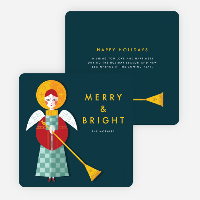 Modern Angel Christmas Cards - Blue