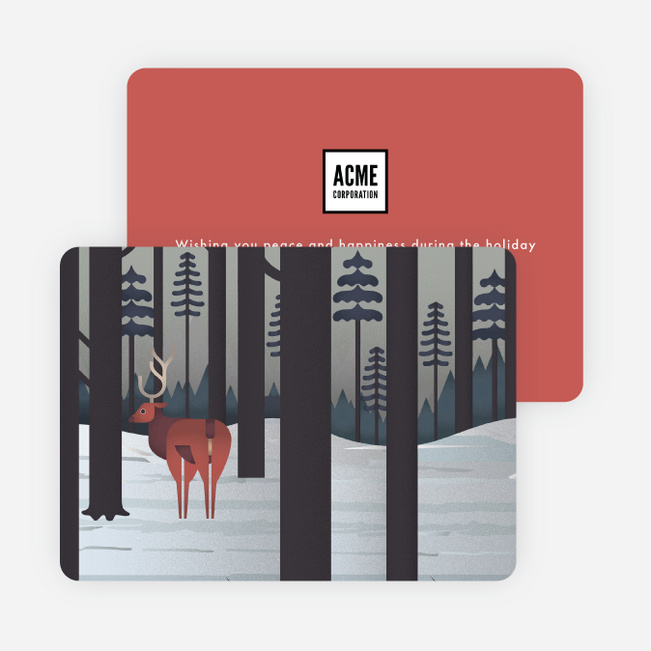 Deer Greeting Corporate Holiday Cards - Multi