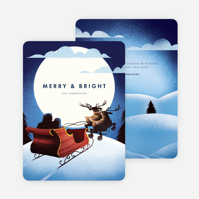 Peaceful Sleigh Christmas Cards - Blue