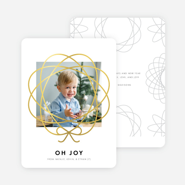 Foil Bow Frame Holiday Cards - Yellow