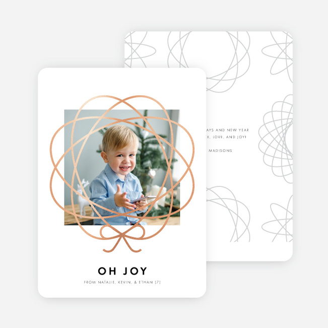 Foil Bow Frame Holiday Cards - Pink