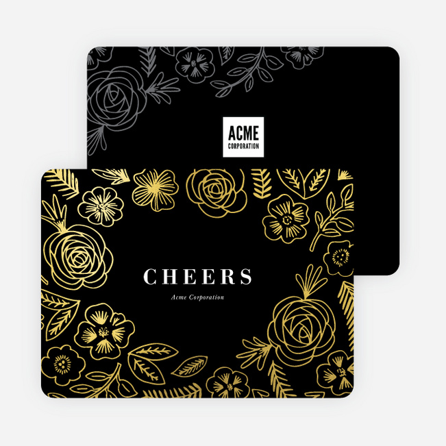 Foil Floral Fun Company Holiday Cards - Black